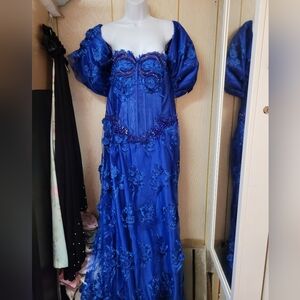 Elegant Blue Floral Gown